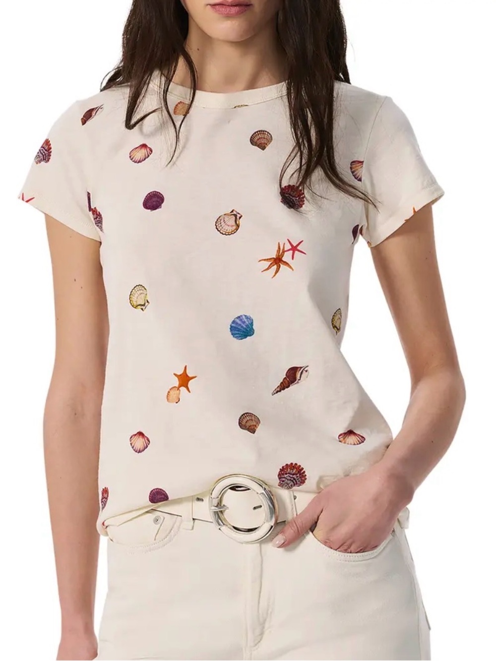 rag & bone Cream Seashell Print Tshirt